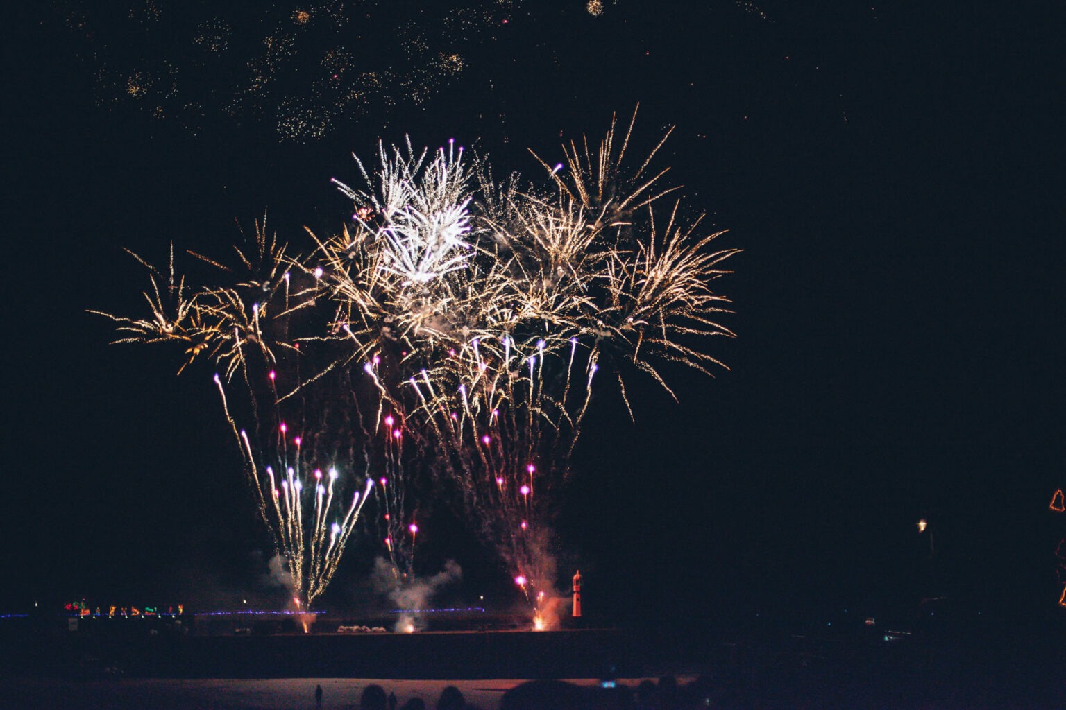 New Years eve Firework display over St Ives Harbour